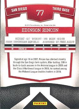 2010 Donruss Elite Extra Edition #77 Edinson Rincon  Back