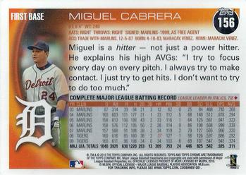 2010 Topps Chrome #156 Miguel Cabrera Back