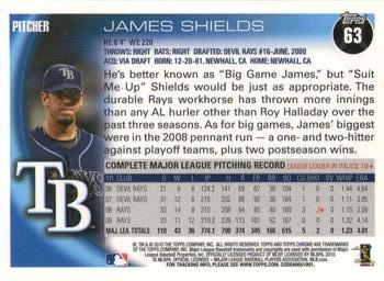 2010 Topps Chrome #63 James Shields Back