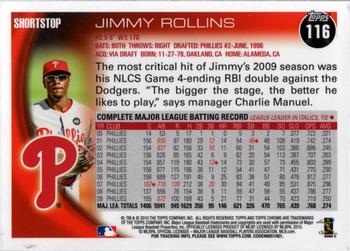2010 Topps Chrome #116 Jimmy Rollins Back