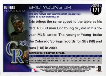 2010 Topps Chrome #171 Eric Young Jr. Back