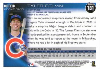 2010 Topps Chrome #181 Tyler Colvin Back