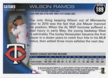2010 Topps Chrome #189 Wilson Ramos Back