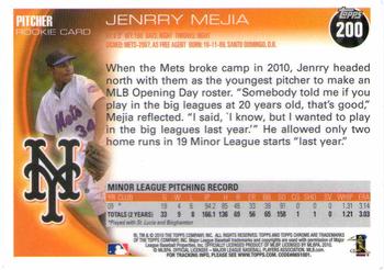 2010 Topps Chrome #200 Jenrry Mejia Back