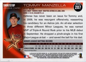 2010 Topps Chrome #207 Tommy Manzella Back