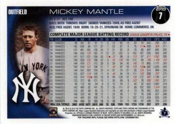 2010 Topps Chrome #7 Mickey Mantle Back