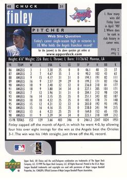 1999 UD Choice Preview #48 Chuck Finley Back