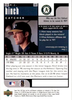 1999 UD Choice Preview #120 A.J. Hinch Back