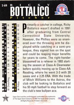 1994 Upper Deck Minor League #148 Ricky Bottalico Back