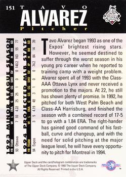 1994 Upper Deck Minor League #151 Tavo Alvarez Back