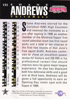 1994 Upper Deck Minor League #153 Shane Andrews Back
