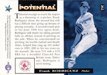 1994 Upper Deck Minor League #262 Frank Rodriguez Back