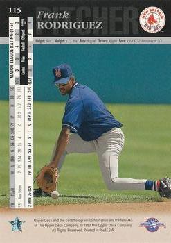 1994 Upper Deck Minor League #115 Frank Rodriguez Back