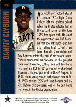 1994 Upper Deck Minor League - Player of the Year #PY19 Danny Clyburn Back