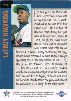 1994 Upper Deck Minor League - Player of the Year #PY26 LaTroy Hawkins Back