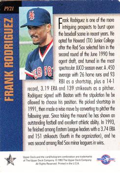 1994 Upper Deck Minor League - Player of the Year #PY21 Frank Rodriguez Back