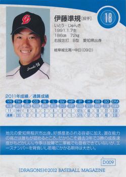 2012 BBM Chunichi Dragons #D009 Junki Itoh Back