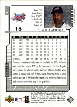 2000 Upper Deck MVP - Silver Script #1 Garret Anderson Back