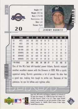 2000 Upper Deck MVP - Silver Script #30 Jeromy Burnitz Back