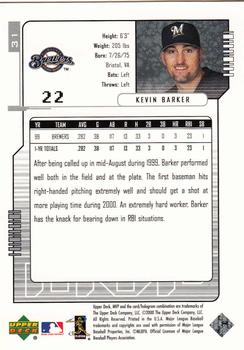 2000 Upper Deck MVP - Silver Script #31 Kevin Barker Back