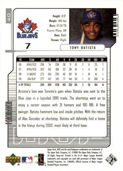 2000 Upper Deck MVP - Silver Script #40 Tony Batista Back