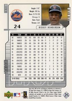 2000 Upper Deck MVP - Silver Script #118 Rickey Henderson Back