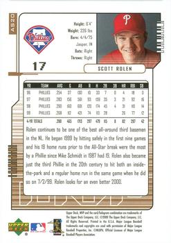 2000 Upper Deck MVP - All-Star Game #AS20 Scott Rolen Back