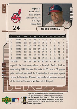 2000 Upper Deck MVP - All-Star Game #AS14 Manny Ramirez Back