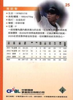 2005 CPBL #25 Chin-Chih Huang Back