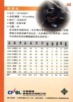 2005 CPBL #40 Ching-Yi Cheng Back