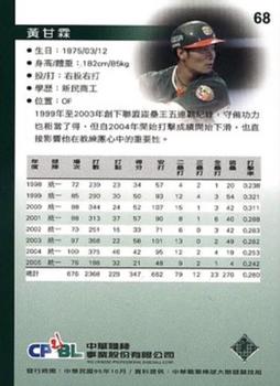2005 CPBL #68 Kan-Lin Huang Back