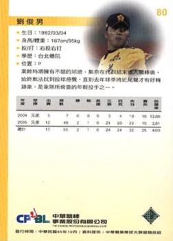 2005 CPBL #80 Chun-Nan Liu Back