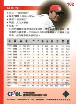 2005 CPBL #102 Chao-Huang Lin Back