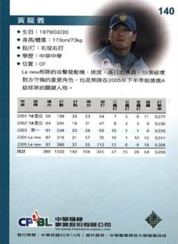 2005 CPBL #140 Lung-Yi Huang Back