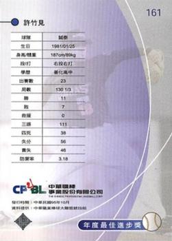 2005 CPBL #161 Chu-Chien Hsu Back