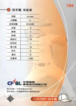2005 CPBL #194 Feng-Hua Li Back