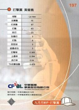 2005 CPBL #197 Lung-Yi Huang Back