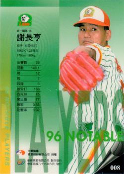 1996 CPBL Pro-Card Series 2 - Notable Players #008 Chang-Heng Hsieh Back