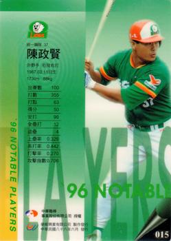 1996 CPBL Pro-Card Series 2 - Notable Players #015 Cheng-Hsien Chen Back