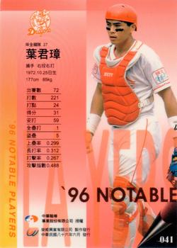 1996 CPBL Pro-Card Series 2 - Notable Players #041 Chun-Chang Yeh Back