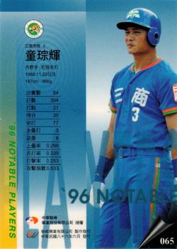 1996 CPBL Pro-Card Series 2 - Notable Players #065 Tsung-Hui Tung Back