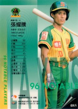 1996 CPBL Pro-Card Series 2 - Notable Players #085 Yao-Teng Chang Back