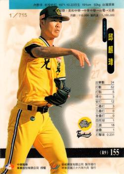 1996 CPBL Pro-Card Series 2 - Notable Players #155 Chi-Chang Chiu Back