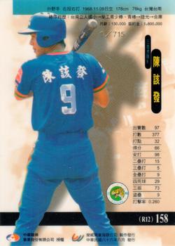 1996 CPBL Pro-Card Series 2 - Notable Players #158 Kai-Fa Chen Back