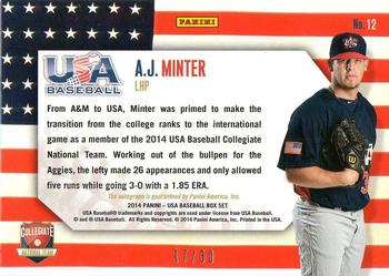 2014 Panini USA Baseball - Collegiate National Team Game Ticket Signatures Cuba #12 A.J. Minter Back