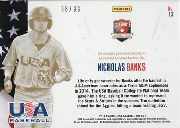 2014 Panini USA Baseball - Collegiate National Team Jerseys #13 Nicholas Banks Back