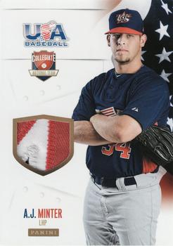2014 Panini USA Baseball - Collegiate National Team Jerseys Prime #12 A.J. Minter Front
