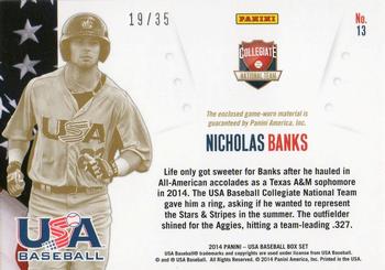 2014 Panini USA Baseball - Collegiate National Team Jerseys Prime #13 Nicholas Banks Back