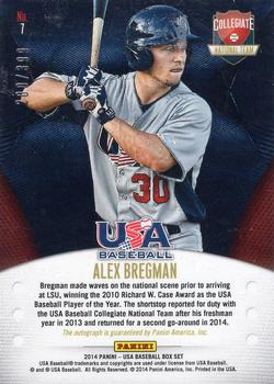 2014 Panini USA Baseball - Collegiate National Team Signatures #7 Alex Bregman Back