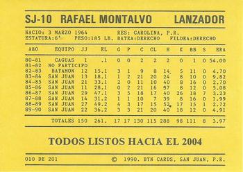 1989-90 BYN Puerto Rican Winter League #10 Rafael Montalvo Back